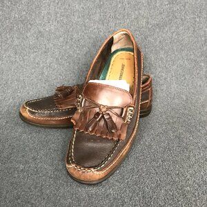 Johnston & Murphy JM Flex Brown Sheepskin Kiltie Tassel Loafers Shoes Mens 9.5 M